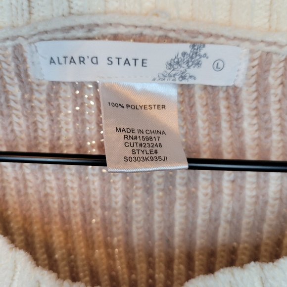 Altar''d State Cream/White Chenille Longsleeve Cozy Sweater, Size L - Picture 9 of 9